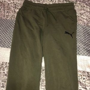 Olive green puma sweat pants
